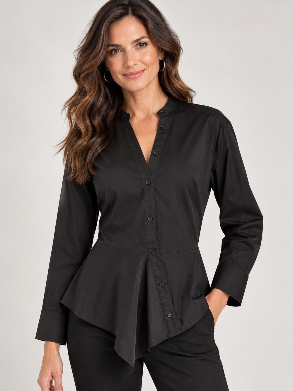 Chico’s Black Label sz 12 black button down dressy top NWOT